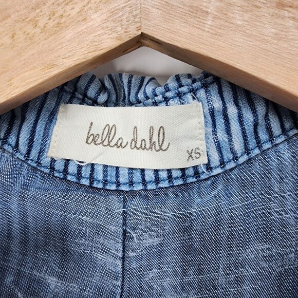 Bella Dahl XS Womens Blue Striped‎ Button-Up Shirt 100% Tencel USA Roll Tab - Picture 4 of 7